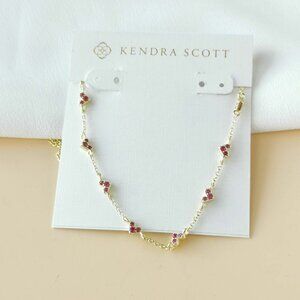 NEW Kendra Scott Haven Heart Gold Pink Crystal Strand Necklace